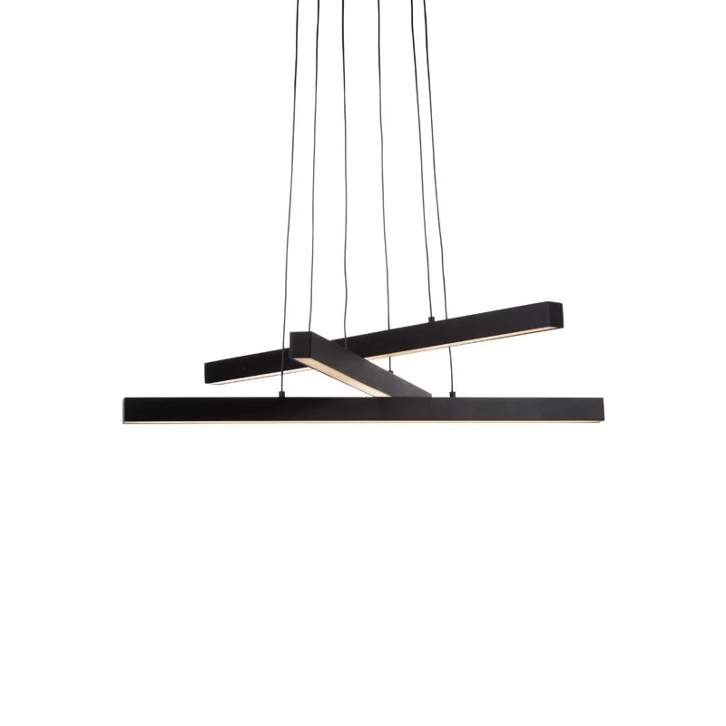 Lustre pendente Fit Linear preto moderno, ideal para área gourmet, quartos, sala de estar e jantar